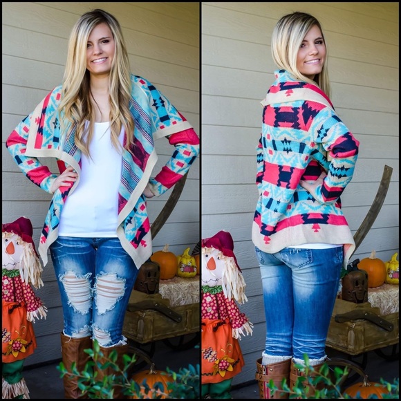 Anthro Moon Collection Aztec Drape Cardigan - Picture 5 of 16